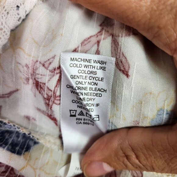 Maurices Womens Top 2X Multi Floral Lace 3/4 Flared Sleeve Boho Peasant Cottage - Picture 9 of 10